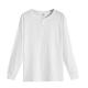 T-collar counter genuine American heavy henley shirt T-shirt open collar tough guy outer wear bottoming shirt men's autumn and winter henley collar long sleeve white S