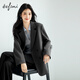 Eveli (eifini) Jiang Xin endorses half-mile gray double-breasted light workplace casual suit jacket for women 2025 autumn new style, dark gray, too large, take one size smaller, M 105-120Jin Jin is equal to 0.5 kg