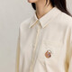 INMAN pure cotton simple commuter long-sleeved shirt for women 2025 autumn loose and versatile casual embroidered corduroy shirt beige S