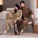 LangSha Couple Pajamas Autumn and Winter Flannel Plus Velvet Warm Wearable Anti-static High-end Men's and Women's Home Clothing Set 1507 Female L