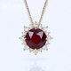 Lirokini Necklace for Women Ruby Round Sunflower Diamond Pendant High-end Jewelry Valentine's Day Birthday Gift Sunflower Ruby Necklace Brand Gift Box