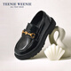 Teenie Weenie Bear Children's Shoes Children's Leather Shoes Girls' Loafers Shallow Mouth Slip-on Shoes British Style Black Princess Shoes TW5801017 Black Style 35