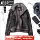 JEEP SPIRIT Jeep MA1 bomber jacket men's leather jacket men's fur one-piece jacket men's lamb fur jacket black XL