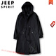 JEEP SPIRIT large size mid-length windbreaker for men plus size plus size for autumn and winter loose plus cotton coat fat man trendy windproof jacket black cotton coat MY3366 free +- insurance M recommended 80-100Jin Jin equals 0.5 kg