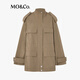
MO/Co. Jacket 2025 Autumn New Product OVERSIZE Working Pocket Drawstring Waist Hunting Jacket MBE3COT011 Toffee Color M /165