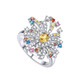 Jinxu Natural Colored Treasure 925 Silver Yellow Blue Gemstone Ring Fireworks Ring for Women Original Design Jewelry Smoke No. 11 11-12#
