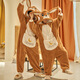 Skingcond autumn and winter coral velvet couple pajamas women's one-piece plus velvet thickened warm cartoon cute hooded home clothes can be worn outside Yellow Little Dinosaur L Women's 110-130Jin Jin equals 0.5 kg