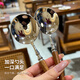 Home Easy Stainless Steel Soup and Rice Spoon Large Thickened Wood Grain Long Handled Dinner Spoon Round Spoon Household Spoon Tableware 2 Pack