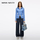MISS SIXTY2025 new winter knitted jacket women's lapel two-way zipper wool blended twist sweater sky blue S