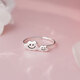 Lao Fengxiang S999 Full Silver Cloud Smiley Face Ring for Women, Versatile, Cute, Sweet and Exquisite Niche Design Ring Cloud Smiley Face Ring---Silver Opening Adjustable