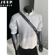 JEEP SPIRIT American Polo Henley shirt men's long-sleeved T-shirt spring and autumn trend cleanfit inner casual men's base sweatshirt black M 95 to 115 Jin Jin equals 0.5 kg can be worn