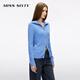 MISS SIXTY2025 new winter knitted jacket women's lapel two-way zipper wool blended twist sweater sky blue S