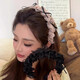 Bow tooth comb hairband for women 2025 new high-end light luxury summer high skull headband hairpin headwear black ballet style hairband