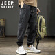 JEEP SPIRIT Jeep Casual Pants Men's Autumn and Winter Trendy Workwear Pants Harlan Charge Pants Black XL