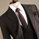 Xixi Shishi suit autumn and winter suit men's double-breasted striped suit men's suit casual groom black (suit + trousers) XL 52 (125-135Jin Jin equals 0.5 kg)