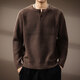 Gu Xiansen high-end American retro Henry collar men's sweater autumn and winter new trendy brand loose top casual sweater for men Coffee S 95-110Jin Jin is equal to 0.5 kg