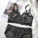 Crystal Cup Silk Japanese Satin Versatile Glossy Bra Set Big Breasts Look Small Large Size 9095 Underwear Black Set 1659087-954295 Recommended 90C95AB