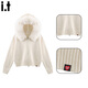 CHOCOOLATE it Women's White Fur Collar Double Zipper Sheep Wool Knitted Cardigan Sweater Women Winter New Short Jacket Women Yellow One Size