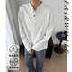 Autumn popular popular Henry collar sweatshirt for men and women heavyweight long-sleeved T-shirt bottoming shirt trendy high-end polo shirt for men white 2XL recommended 145-160Jin Jin equals 0.5 kg