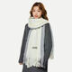 2025 two-color stitching contrasting scarf for male and female students as a gift for winter new versatile tassel shawl warm scarf white gray