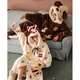 Gongdie thermal storage type autumn and winter couple pajamas for women thickened coral velvet cartoon puppy home clothes pajamas for men