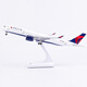 Junmin Delta Airlines A350 aircraft model simulation passenger aircraft with lights and landing gear static ornaments gift collection 30CM with wheels and lights Delta Airlines A350