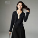 Late White New Product 2025 Autumn New Design V-neck Lace Sweater Feminine Style Versatile Slim Sweater Black M