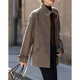Demana Barn style outfit Winter retro workwear style old money sense sheep wool stand collar loose mid-length women's jacket