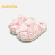 Balabala children's cotton slippers for girls and babies 2025 new autumn and winter cotton shoes plus velvet indoor home shoes with bow pink 60001 31 (foot length 18.8-19.2/inner length 20.4)