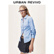 UR2026 Spring New Women's Casual Contrast Color Plaid Lapel Pleated Cardigan Shirt UYL250159 Blue Plaid S