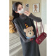 Ranqi Mommy Maternity Wear 2025 Autumn and Winter New Korean Style Embroidered Cartoon Bear Sweater Vest Dress Knitted Bottoming Set Gray Suit L
