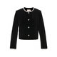 Claire Tier Celebrity Style Autumn Gold Style Velvet Beads Short Fragrance Jacket Collarless Black L