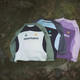 Little Pig Banner para niños Montaña de montaña Camiseta de manga larga Spring y otoño Camiseta para padres e hijos Nuevos estilo y niñas Color de contraste de contraste Aurora Purple 100 *sugerida altura 90-100cm