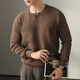 New Balance high-end lazy style heavy sweater men's trendy brand loose autumn and winter Henry collar casual simple warm sweater for men brown L