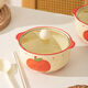 Ceramic instant noodle bowl with lid tableware student dormitory large capacity double-eared snail noodle bowl cute noodle bowl personal use 6-inch apple instant noodle bowl with lid