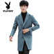 Playboy (PLAYBOY) windbreaker men's mid-length Korean style slim and handsome cotton-thick woolen coat men's woolen coat men's trend apricot cotton M