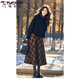 Woodpecker (TUCANO) enters the winter with a complete set of 2025 new style ladies' contrasting color sweater plaid skirt age-reducing suit for women, top + skirt M. It is recommended that 100Jin Jin is equal to 0.5kg -110Jin Jin is equal to 0.5kg.