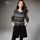 Late white 2025 winter style, popular this year with sheep wool Fair Isle sweater, short knitted cardigan for women, floral gray L