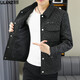 Lilang 2025 spring and autumn men's short jacket youth lapel jacket trendy casual men's jacquard top trendy 9853 black M 90-105Jin[Jin equals 0.5 kg]