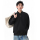 Homlean Heavy Henley Collar Solid Color Sweatshirt Men's Spring Fashion Versatile Loose Casual Bottoming Top HQ00 Black L