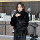 Muqiantang Mink Fur Coat Women's Full Mink Coat Women's Short Velvet Mink Stand Collar Top Fur Women Black Stand Collar One Size Recommended Weight (80-135)