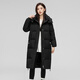 Flying in the Snow Down Jacket Women's Mid-Length 90 Velvet 25 Winter Over-the-Knee Solid Color Loose Fashion Hooded Casual Thick Jacket Black M