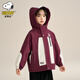Snoopy (SNOOPY) children's clothing children's fleece jacket boys and girls hooded autumn and winter warm outdoor clothing top dark red 140