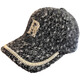 Rhinestone letter baseball cap for women autumn and winter plush warm hat Korean style fashion versatile mink fur peaked cap ins Double R mink fur rhinestone baseball cap - black adjustable