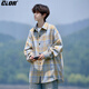 CLOR plaid long-sleeved shirt men's autumn ins loose casual shirt American retro jacket CLCX10 yellow XL