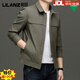 Lilang autumn Lilang jacket thin 2025 short men's lapel fashion trend young and middle-aged casual jacket new light coffee XL 180/96A