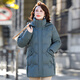 Flying in the snow down jacket for women 2025 winter mid-length loose hooded middle-aged and elderly thick coat mother's wear natural green 2XL