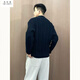 Wu Quanwan old money style Henry collar sweater men's lazy fake two-piece sweater cleanfit inner layering shirt black black L