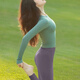 Shuangxiu's super-good-looking yoga clothing set is beautiful and can be worn outside Pilates training clothing. Autumn and winter sports tops fitness long-sleeved pine green tops L 110-120