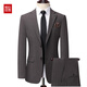 Hongdou Men's Fashion Versatile Casual Suit Suit 2025 Autumn New Business Professional Work Fit Jacket Brown L 175